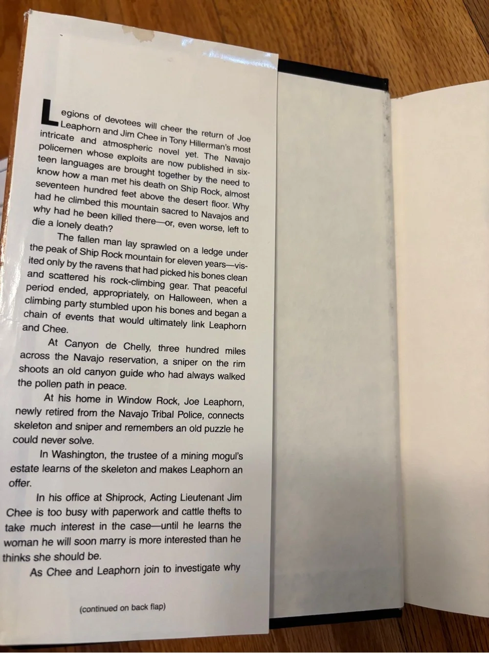 Tony Hillerman The Fallen Man Hardback with dust jacket